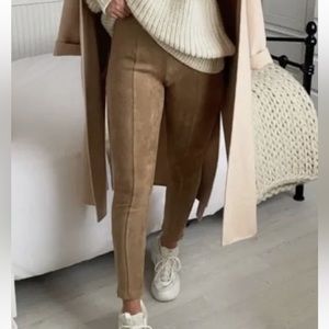 Zara Light Brown Tan Suede Leggings